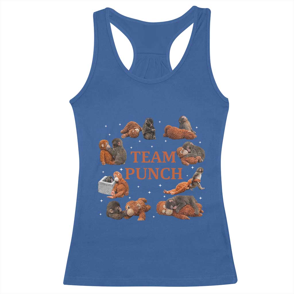 Team Punch Monkey Racerback Tank Top Viral Baby Monkey Meme TS14 Royal Blue Print Your Wear
