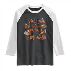 Team Punch Monkey Raglan Shirt Viral Baby Monkey Meme TS14 Black White Print Your Wear