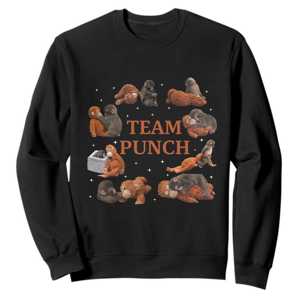Team Punch Monkey Sweatshirt Viral Baby Monkey Meme TS14 Black Print Your Wear