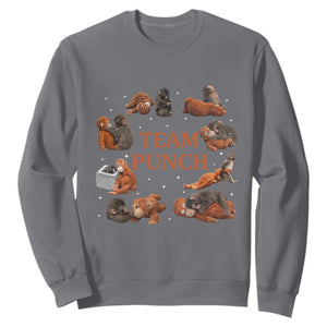 Team Punch Monkey Sweatshirt Viral Baby Monkey Meme TS14 Charcoal Print Your Wear