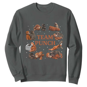 Team Punch Monkey Sweatshirt Viral Baby Monkey Meme TS14 Dark Heather Print Your Wear