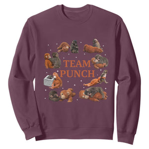 Team Punch Monkey Sweatshirt Viral Baby Monkey Meme TS14 Maroon Print Your Wear