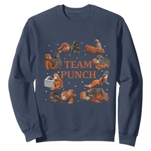 Team Punch Monkey Sweatshirt Viral Baby Monkey Meme TS14 Navy Print Your Wear