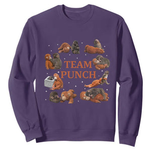 Team Punch Monkey Sweatshirt Viral Baby Monkey Meme TS14 Purple Print Your Wear
