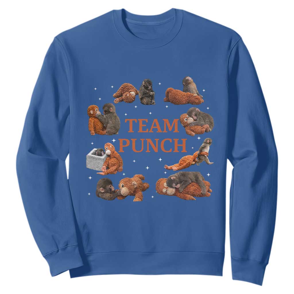 Team Punch Monkey Sweatshirt Viral Baby Monkey Meme TS14 Royal Blue Print Your Wear