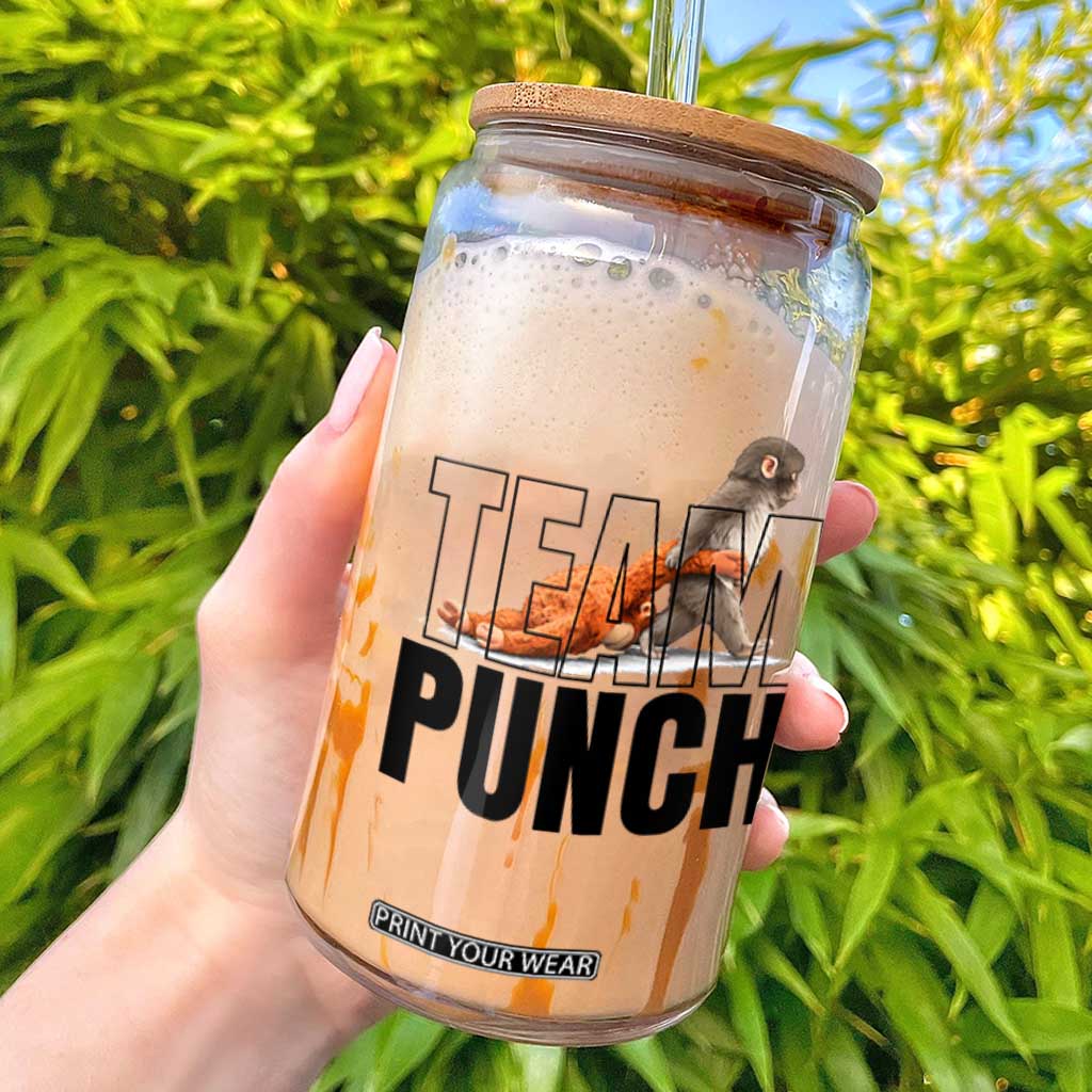 Team Punch Monkey Glass Can Viral Trend Baby Monkey Meme TS14 White Print Your Wear