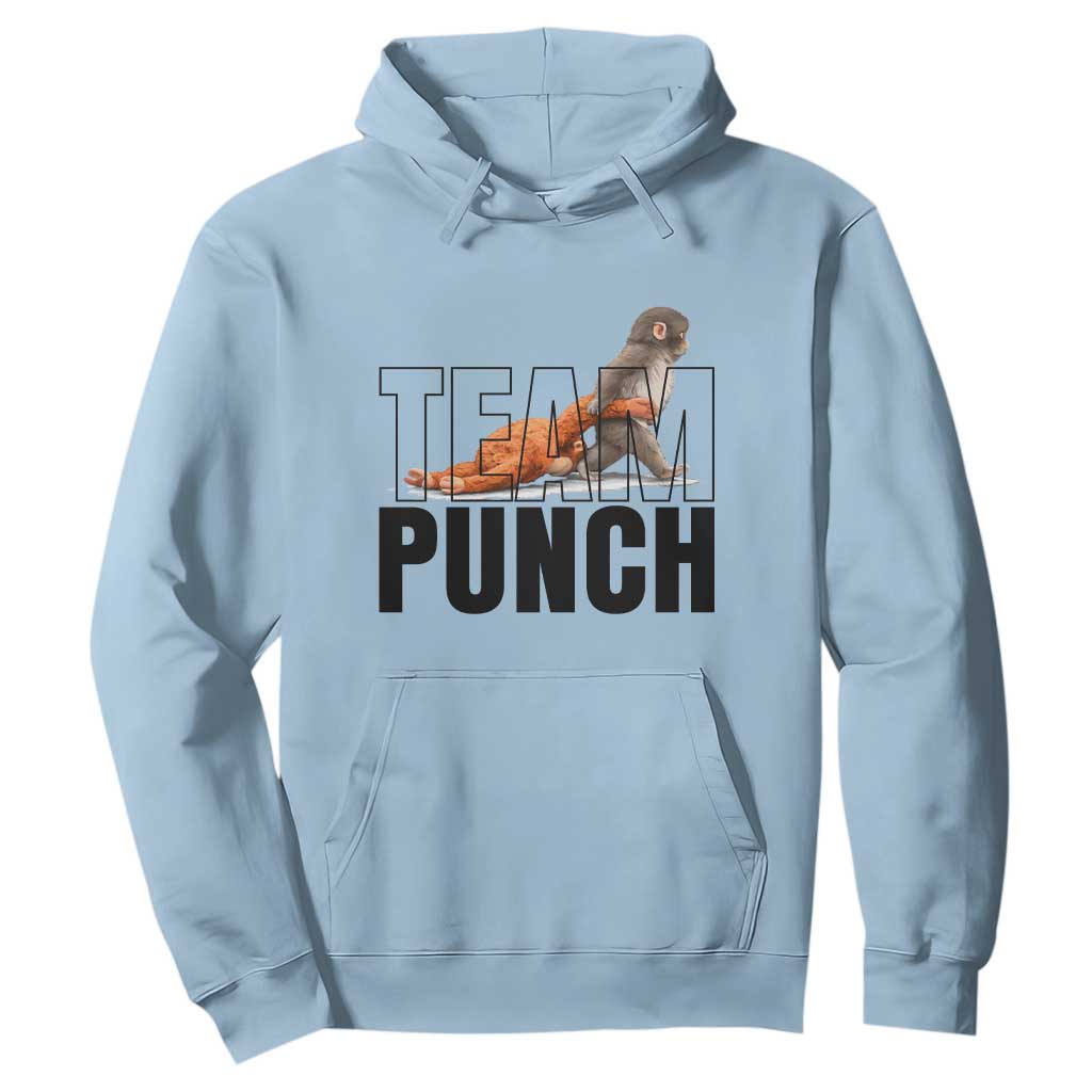 Team Punch Monkey Hoodie Viral Trend Baby Monkey Meme TS14 Light Blue Print Your Wear