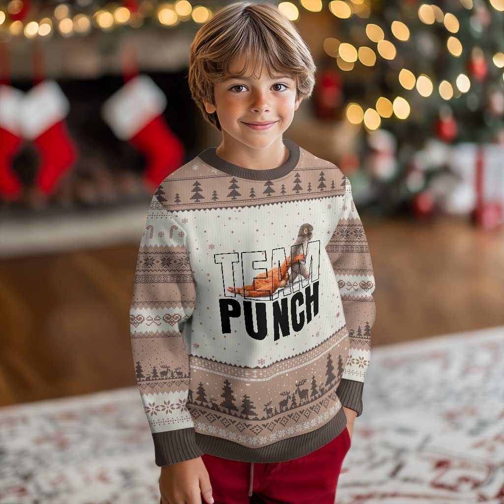 Team Punch Monkey Ugly Christmas Sweater Viral Trend Baby Monkey Meme TS14 Mocha Mousse Print Your Wear
