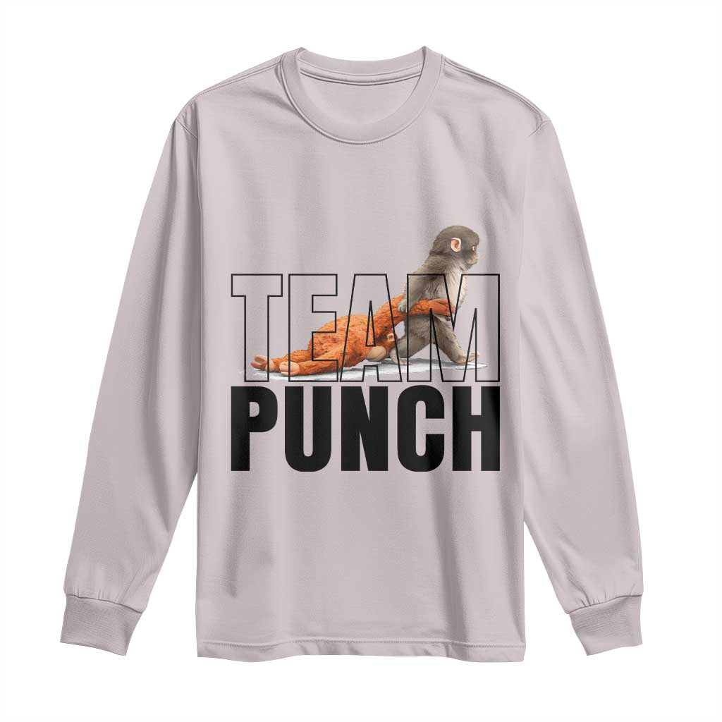 Team Punch Monkey Long Sleeve Shirt Viral Trend Baby Monkey Meme TS14 Ice Gray Print Your Wear