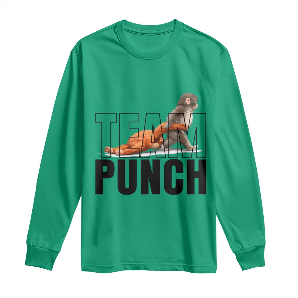 Team Punch Monkey Long Sleeve Shirt Viral Trend Baby Monkey Meme TS14 Irish Green Print Your Wear