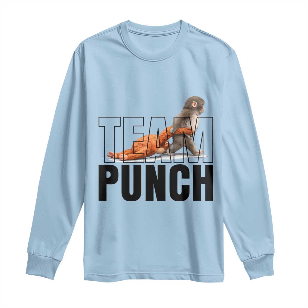 Team Punch Monkey Long Sleeve Shirt Viral Trend Baby Monkey Meme TS14 Light Blue Print Your Wear