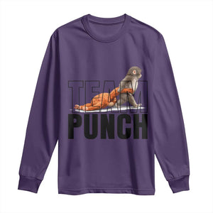Team Punch Monkey Long Sleeve Shirt Viral Trend Baby Monkey Meme TS14 Purple Print Your Wear