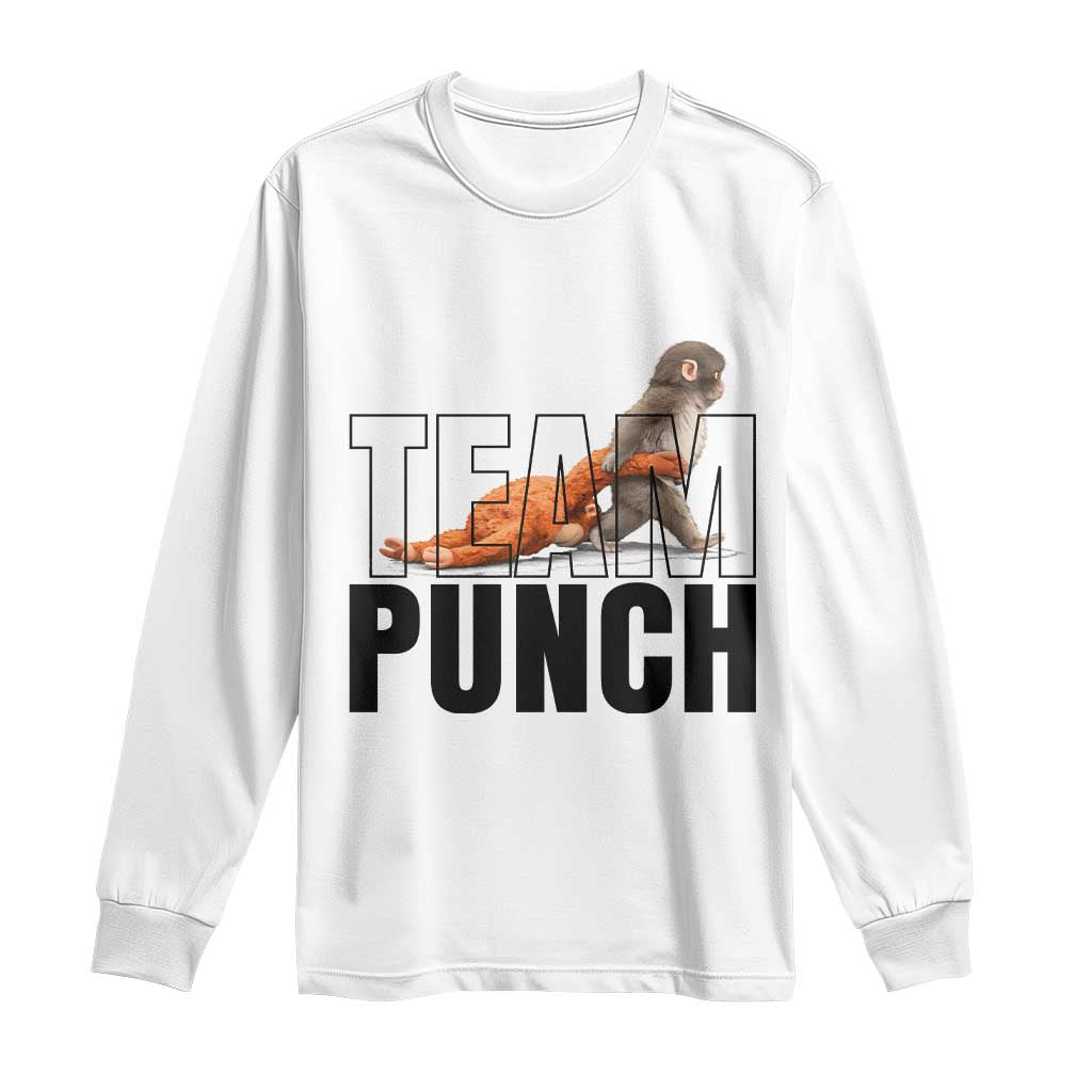 Team Punch Monkey Long Sleeve Shirt Viral Trend Baby Monkey Meme TS14 White Print Your Wear