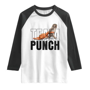 Team Punch Monkey Raglan Shirt Viral Trend Baby Monkey Meme TS14 White Black Print Your Wear