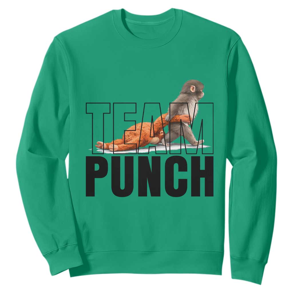 Team Punch Monkey Sweatshirt Viral Trend Baby Monkey Meme TS14 Irish Green Print Your Wear