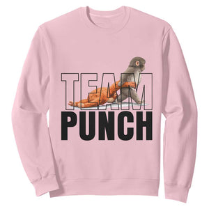 Team Punch Monkey Sweatshirt Viral Trend Baby Monkey Meme TS14 Light Pink Print Your Wear