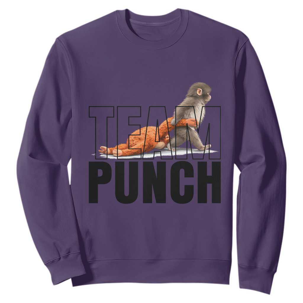 Team Punch Monkey Sweatshirt Viral Trend Baby Monkey Meme TS14 Purple Print Your Wear