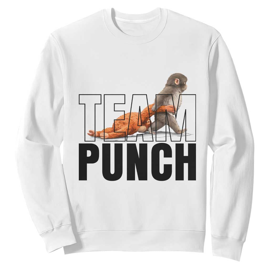 Team Punch Monkey Sweatshirt Viral Trend Baby Monkey Meme TS14 White Print Your Wear