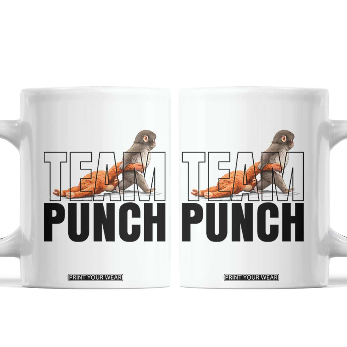 Team Punch Monkey Coffee Mug Viral Trend Baby Monkey Meme TS14 White Print Your Wear