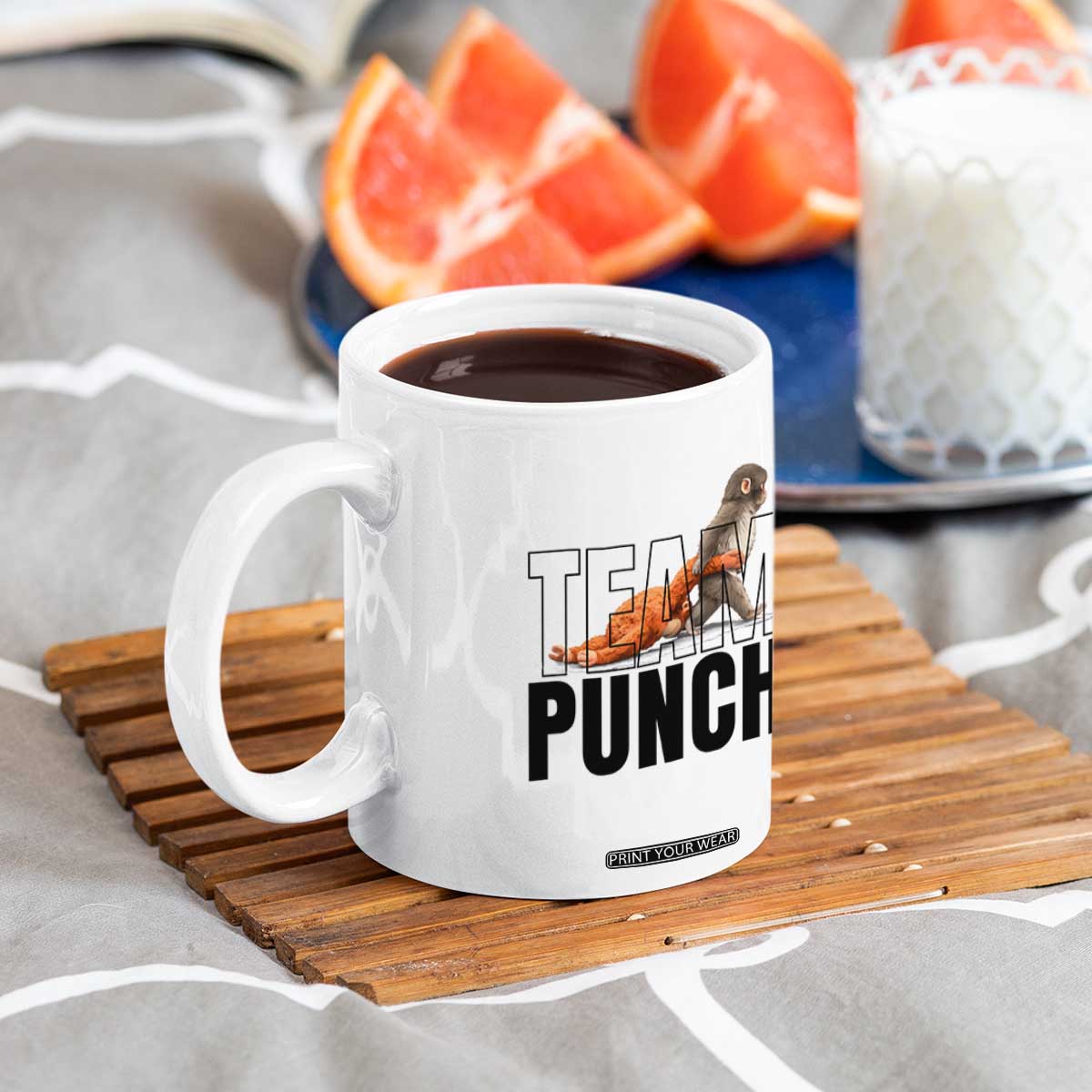 Team Punch Monkey Coffee Mug Viral Trend Baby Monkey Meme TS14 Print Your Wear