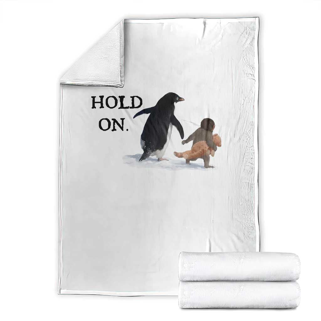 Baby Monkey Punch Viral Trend Throw Blanket Hold On TS14 White Print Your Wear