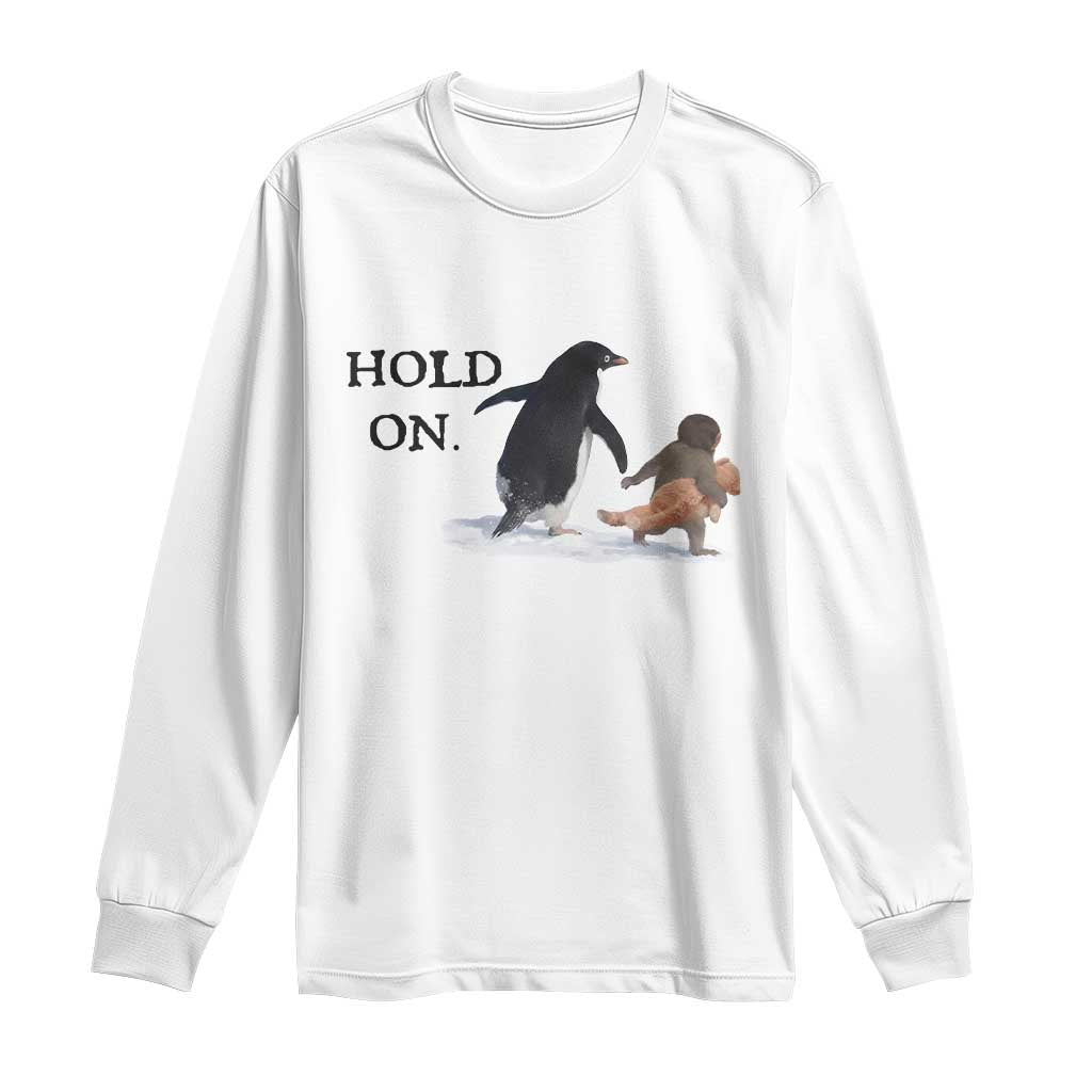 Baby Monkey Punch Viral Trend Long Sleeve Shirt Hold On TS14 White Print Your Wear