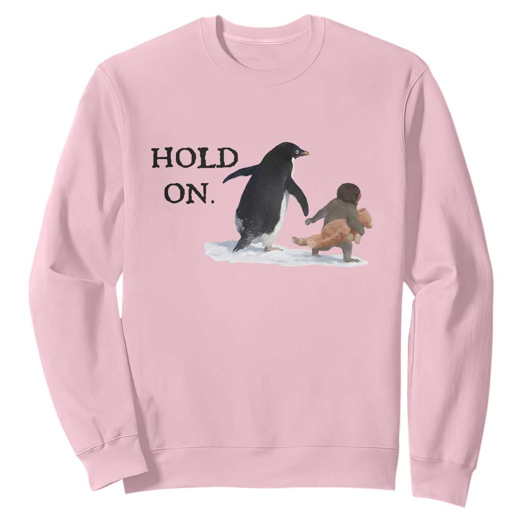 Baby Monkey Punch Viral Trend Sweatshirt Hold On TS14 Light Pink Print Your Wear