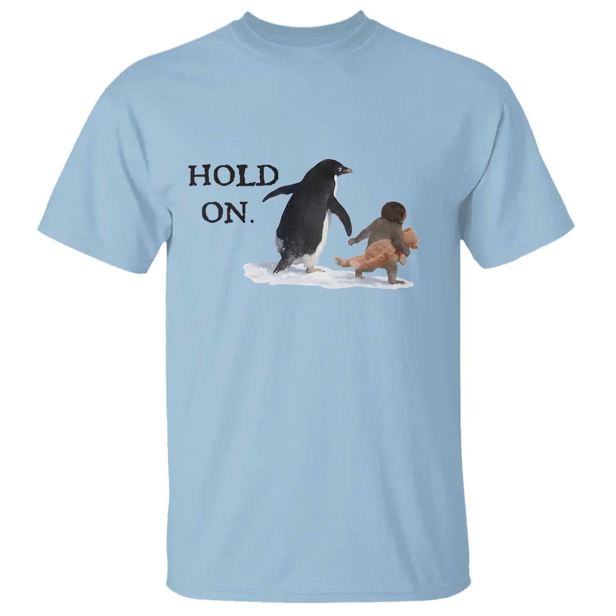 Baby Monkey Punch Viral Trend T Shirt Hold On TS14 Light Blue Print Your Wear