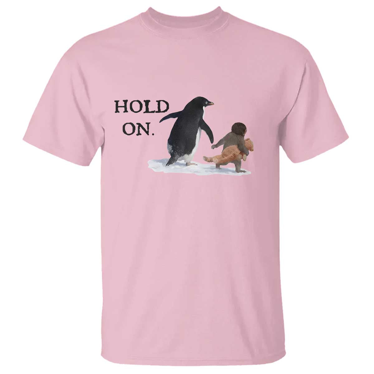 Baby Monkey Punch Viral Trend T Shirt Hold On TS14 Light Pink Print Your Wear