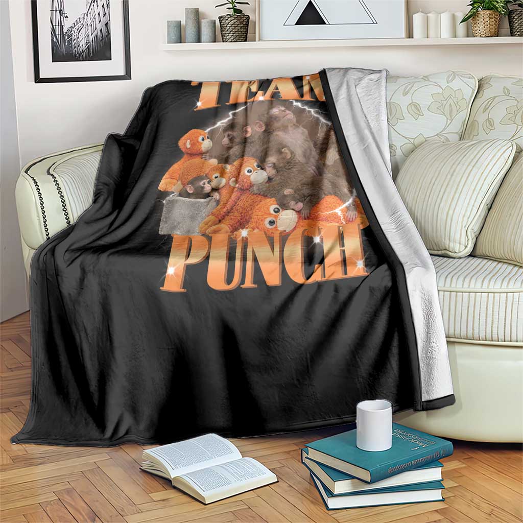 Viral Punch Monkey Throw Blanket Cute Baby Monkey With Plush Toy Meme TS14 Print Your Wear