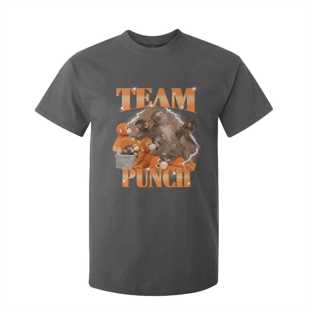 Viral Punch Monkey T Shirt For Kid Cute Baby Monkey With Plush Toy Meme TS14 Dark Heather Print Your Wear
