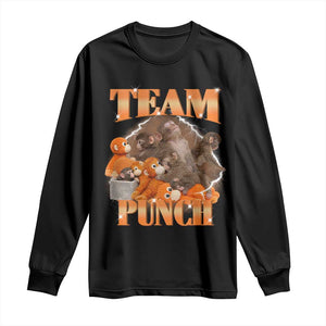 Viral Punch Monkey Long Sleeve Shirt Cute Baby Monkey With Plush Toy Meme TS14 Black Print Your Wear
