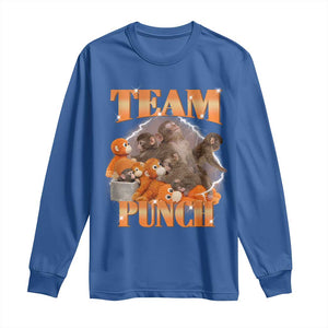 Viral Punch Monkey Long Sleeve Shirt Cute Baby Monkey With Plush Toy Meme TS14 Royal Blue Print Your Wear
