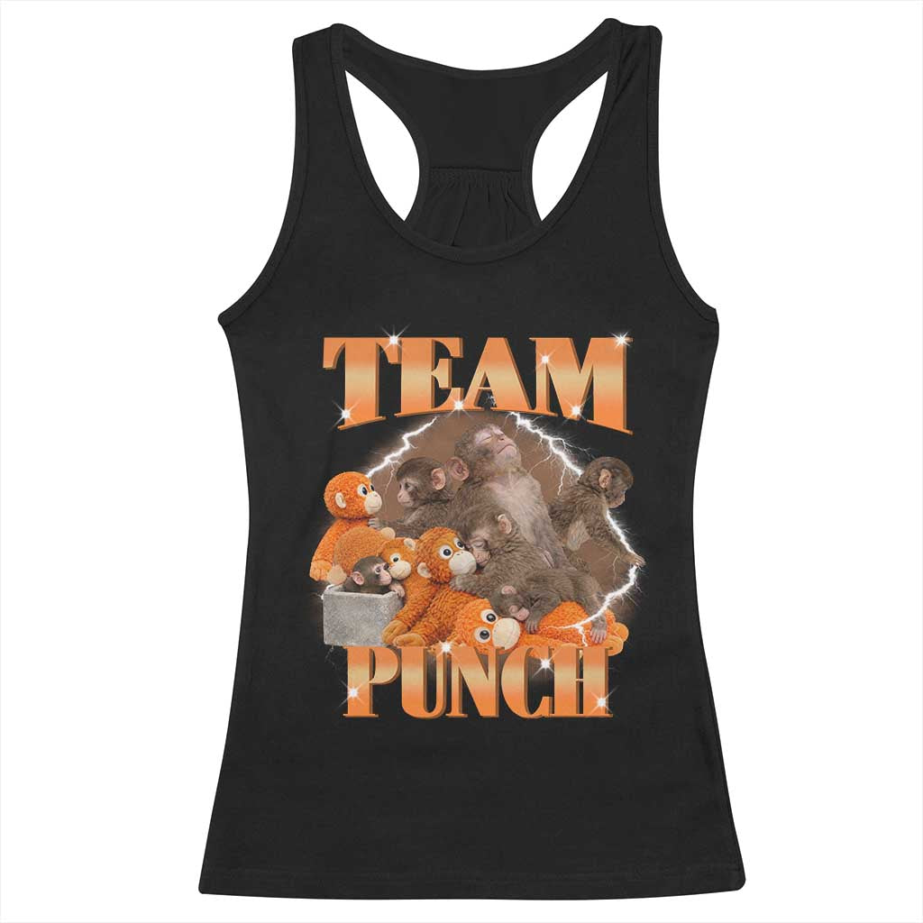 Viral Punch Monkey Racerback Tank Top Cute Baby Monkey With Plush Toy Meme TS14 Black Print Your Wear