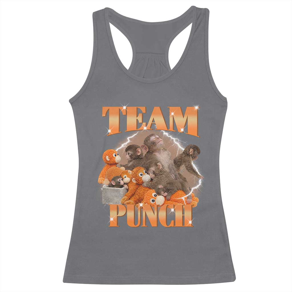 Viral Punch Monkey Racerback Tank Top Cute Baby Monkey With Plush Toy Meme TS14 Charcoal Print Your Wear