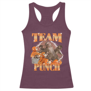 Viral Punch Monkey Racerback Tank Top Cute Baby Monkey With Plush Toy Meme TS14 Maroon Print Your Wear