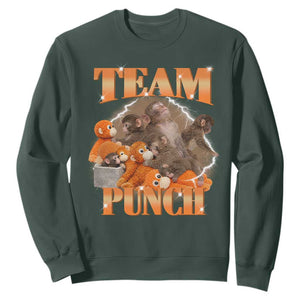 Viral Punch Monkey Sweatshirt Cute Baby Monkey With Plush Toy Meme TS14 Dark Forest Green Print Your Wear