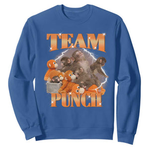 Viral Punch Monkey Sweatshirt Cute Baby Monkey With Plush Toy Meme TS14 Royal Blue Print Your Wear