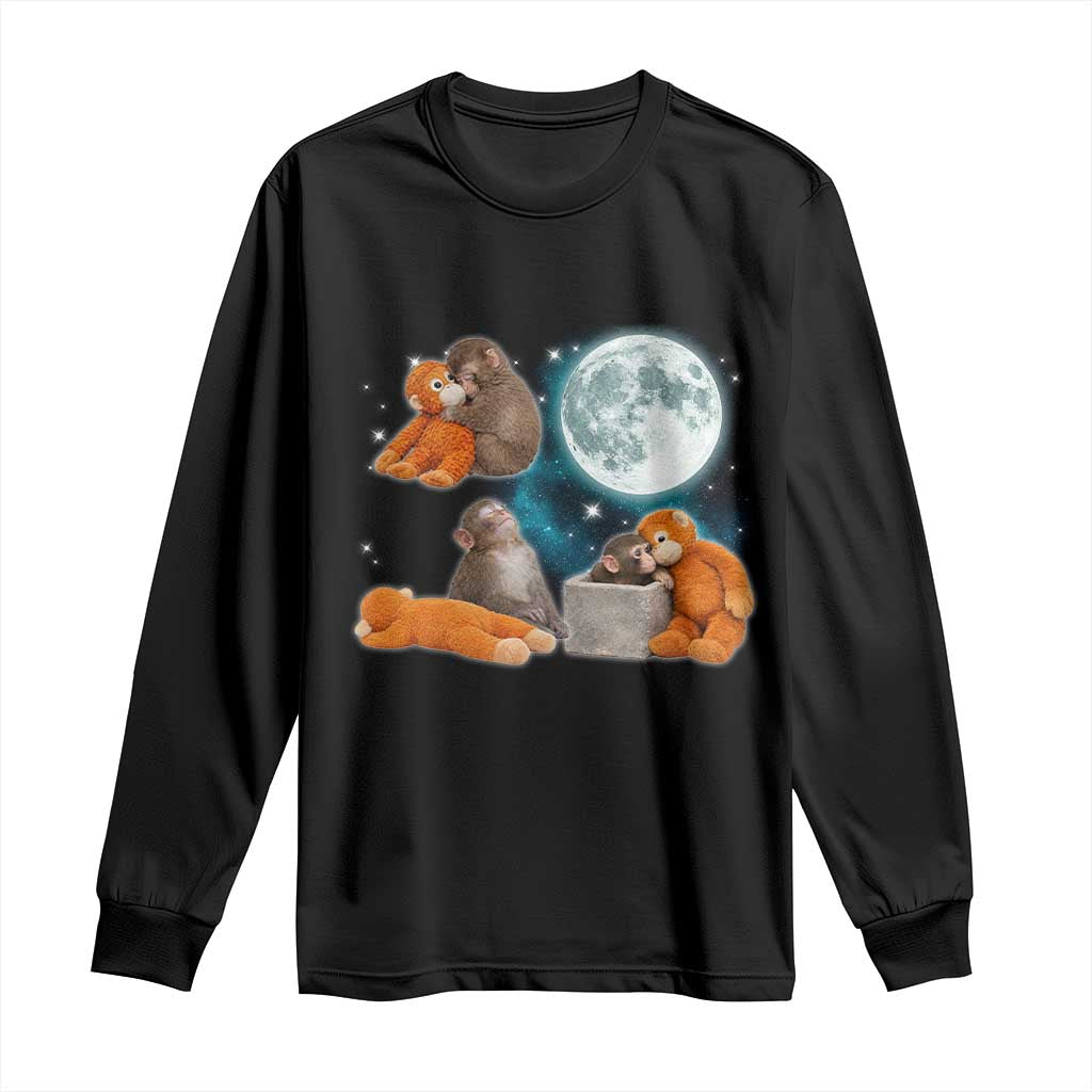 Baby Monkey Punch Long Sleeve Shirt Team Punch Monkey Viral Trend TS14 Black Print Your Wear