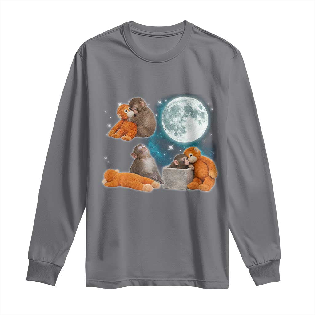 Baby Monkey Punch Long Sleeve Shirt Team Punch Monkey Viral Trend TS14 Charcoal Print Your Wear