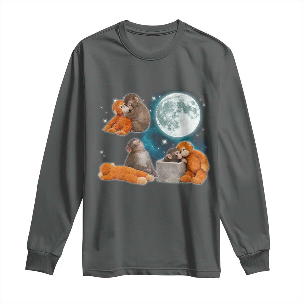 Baby Monkey Punch Long Sleeve Shirt Team Punch Monkey Viral Trend TS14 Dark Heather Print Your Wear