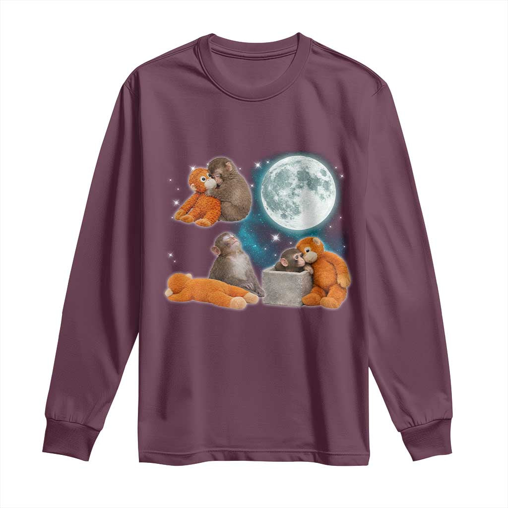 Baby Monkey Punch Long Sleeve Shirt Team Punch Monkey Viral Trend TS14 Maroon Print Your Wear