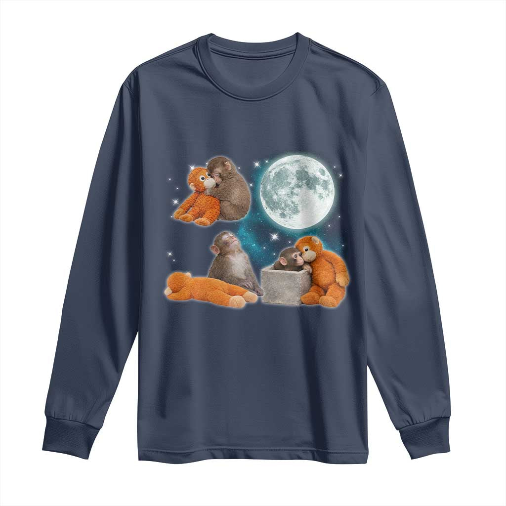 Baby Monkey Punch Long Sleeve Shirt Team Punch Monkey Viral Trend TS14 Navy Print Your Wear