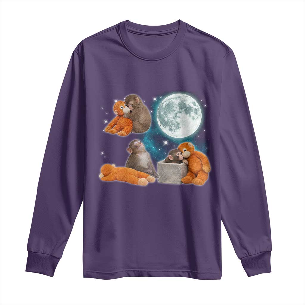 Baby Monkey Punch Long Sleeve Shirt Team Punch Monkey Viral Trend TS14 Purple Print Your Wear