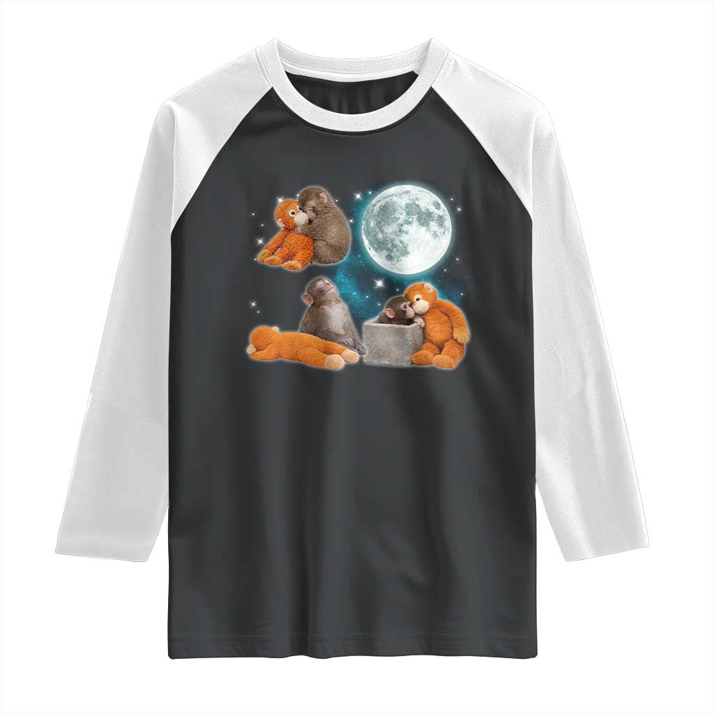 Baby Monkey Punch Raglan Shirt Team Punch Monkey Viral Trend TS14 Black White Print Your Wear
