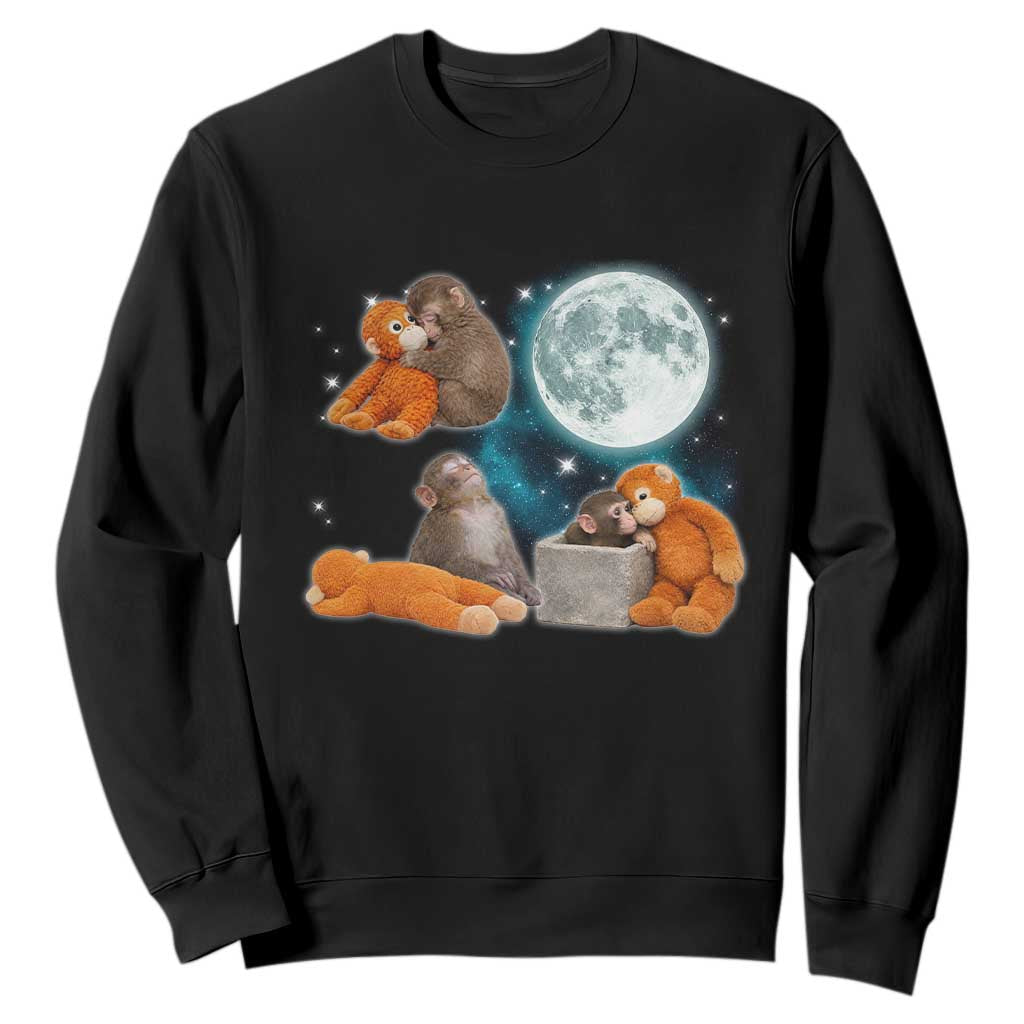 Baby Monkey Punch Sweatshirt Team Punch Monkey Viral Trend TS14 Black Print Your Wear