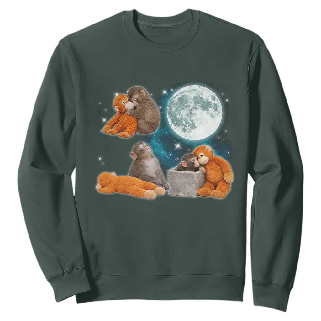 Baby Monkey Punch Sweatshirt Team Punch Monkey Viral Trend TS14 Dark Forest Green Print Your Wear