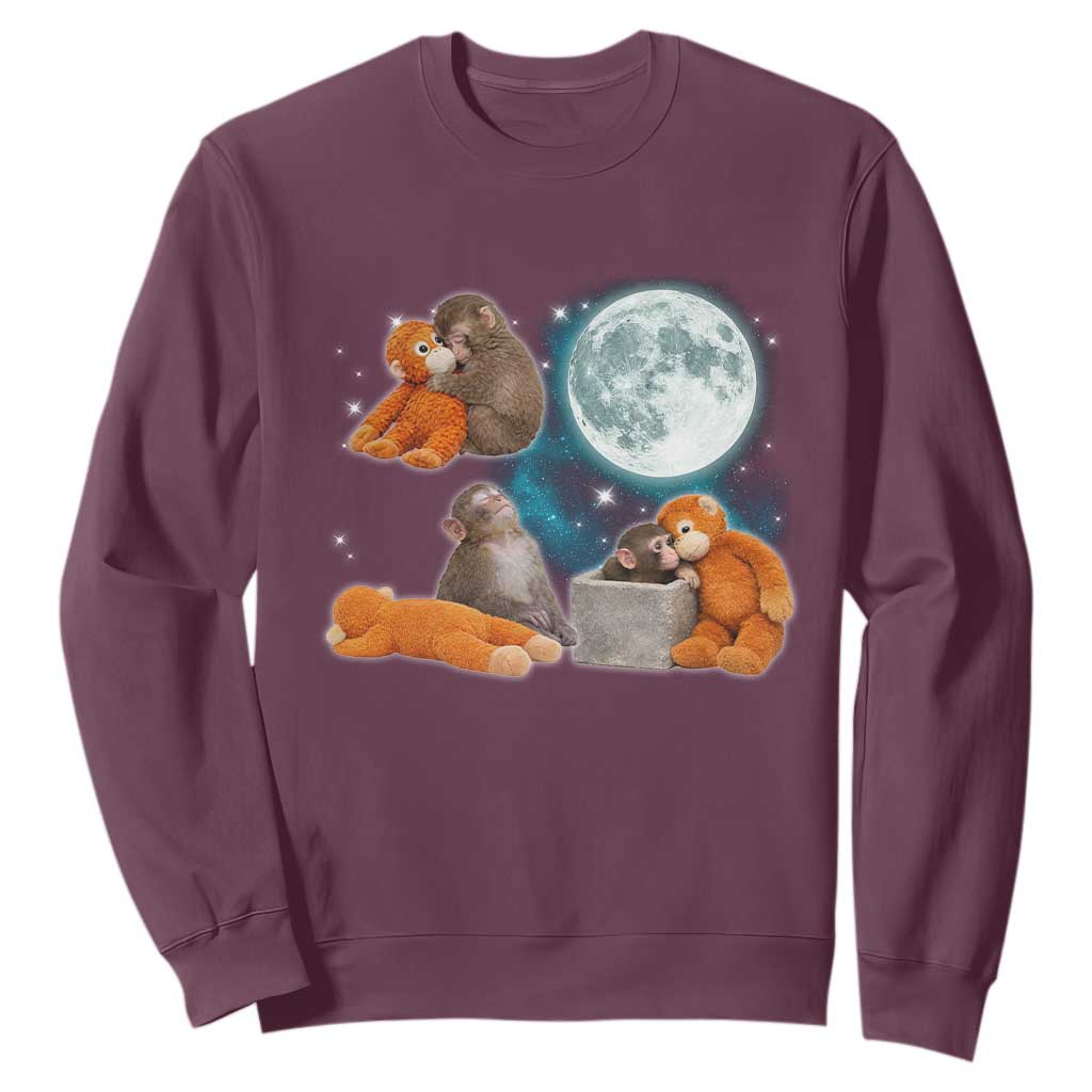 Baby Monkey Punch Sweatshirt Team Punch Monkey Viral Trend TS14 Maroon Print Your Wear