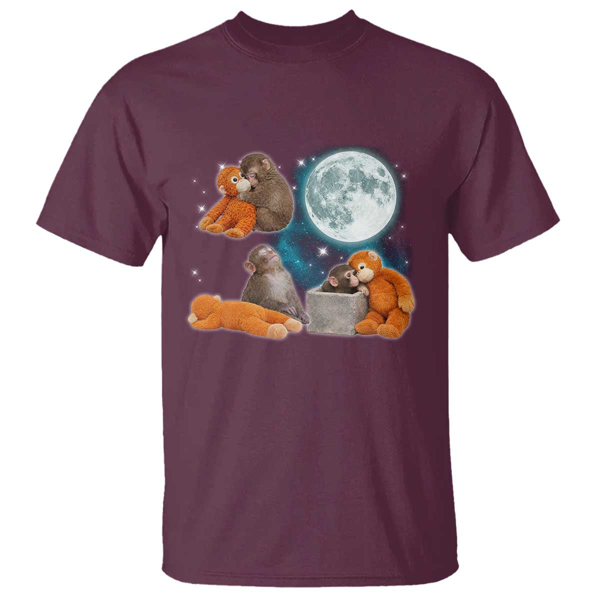 Baby Monkey Punch T Shirt Team Punch Monkey Viral Trend TS14 Maroon Print Your Wear