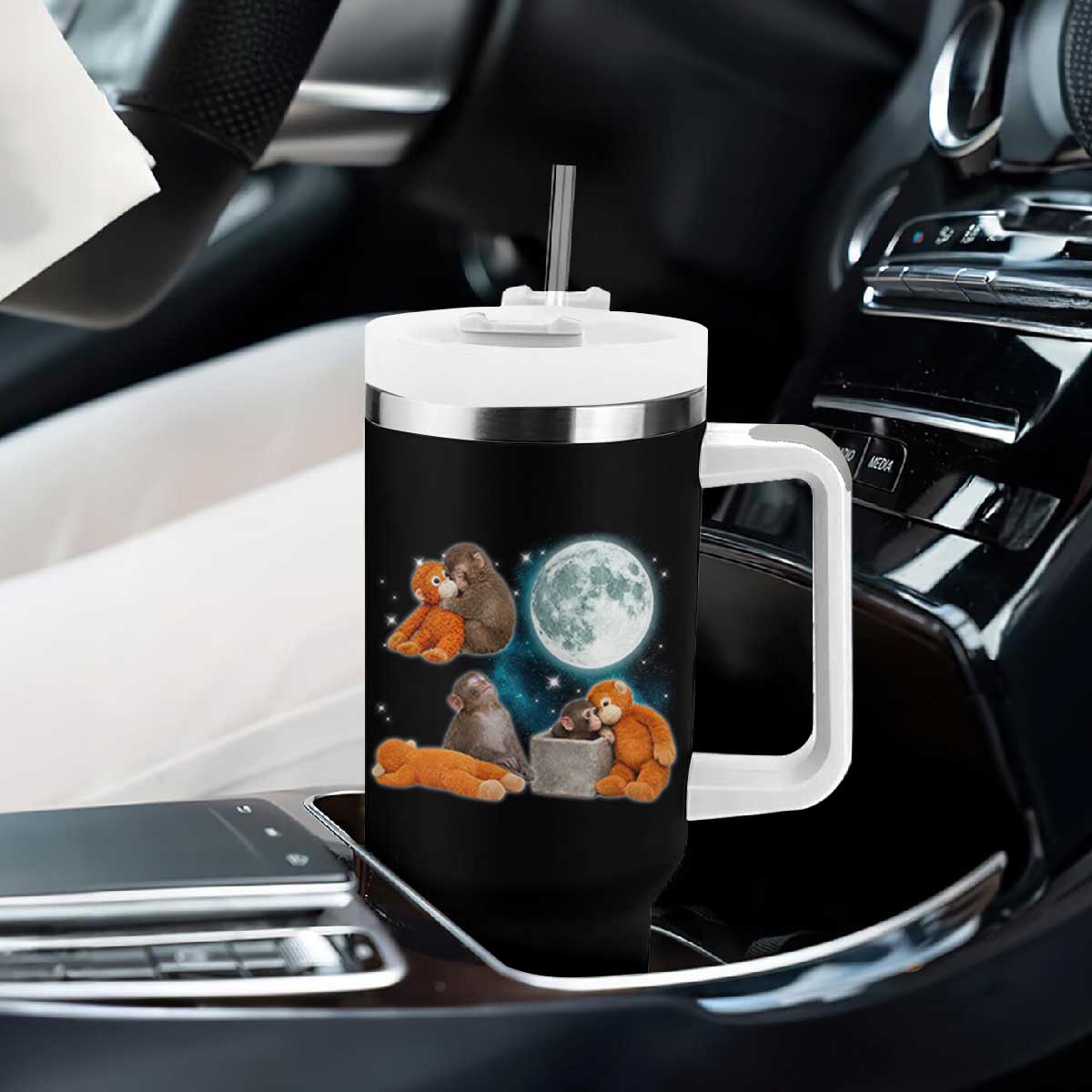 Baby Monkey Punch Tumbler With Handle Team Punch Monkey Viral Trend TS14 Print Your Wear